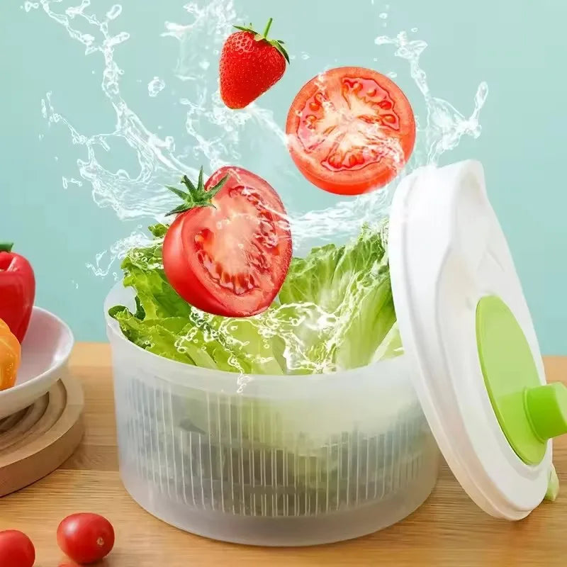 Large Salad Spinner Multiuse Manual Lettuce Dryer Pump Spinner for Kitchen Tools for Washing Cleaning & Drying Greens Vegetables