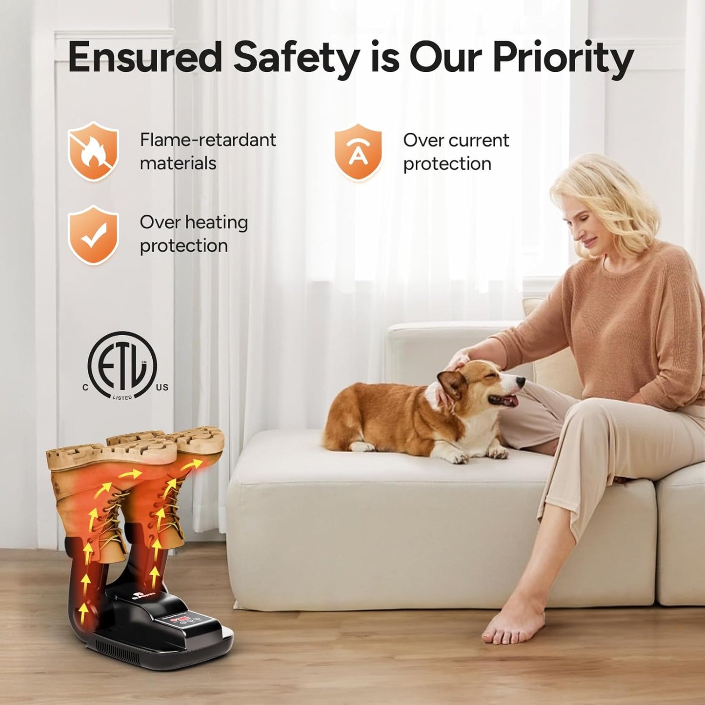 Boot Dryer Shoe Dryer, Glove Dryer & Boot Warmer with Heat Blower, Ski Boot Dryer with Timer