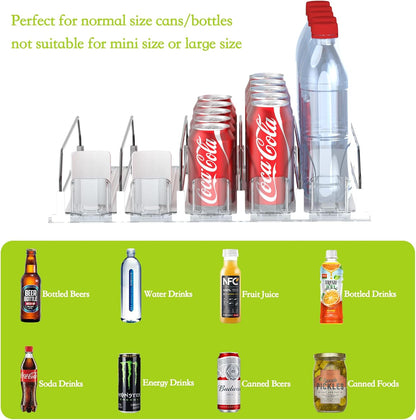 Drink Organizer for Fridge,Self Pushing Fridge Drink Organizer,Automatic Drink Dispenser for Fridge-Holds up to 15 Cans, 14.96Inch, White