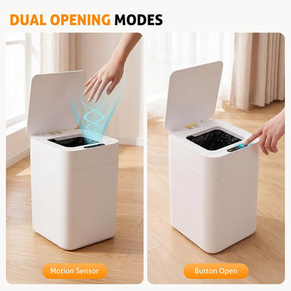 Automatic Trash Can, 8 Gallon Motion Sensor Smart Self Sealing Trash Can, Touchless Garbage Can with Lid for Bathroom Kitchen Office Restroom with 6 Refill Bag Rings