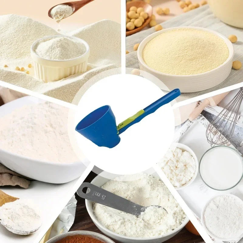 Durable PP Material Mess-Free Protein Powder Scoop - Sliding Funnel for Milk & Supplements, Kitchen Gadget for All Occasions