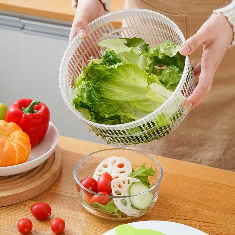 Large Salad Spinner Multiuse Manual Lettuce Dryer Pump Spinner for Kitchen Tools for Washing Cleaning & Drying Greens Vegetables