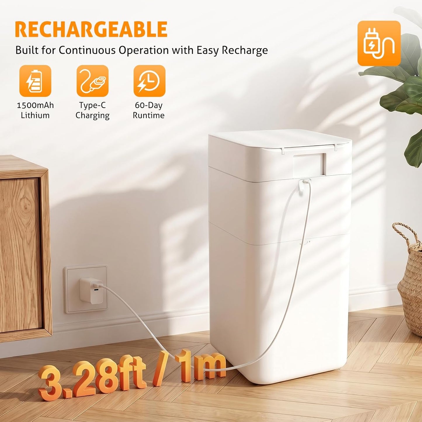 Automatic Trash Can, 8 Gallon Motion Sensor Smart Self Sealing Trash Can, Touchless Garbage Can with Lid for Bathroom Kitchen Office Restroom with 6 Refill Bag Rings