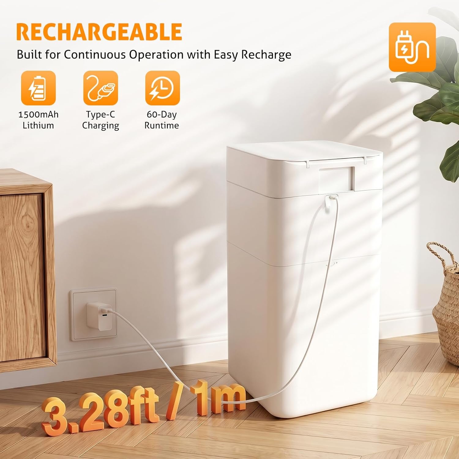 Automatic Trash Can, 8 Gallon Motion Sensor Smart Self Sealing Trash Can, Touchless Garbage Can with Lid for Bathroom Kitchen Office Restroom with 6 Refill Bag Rings
