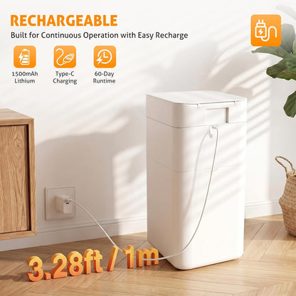 Automatic Trash Can, 8 Gallon Motion Sensor Smart Self Sealing Trash Can, Touchless Garbage Can with Lid for Bathroom Kitchen Office Restroom with 6 Refill Bag Rings