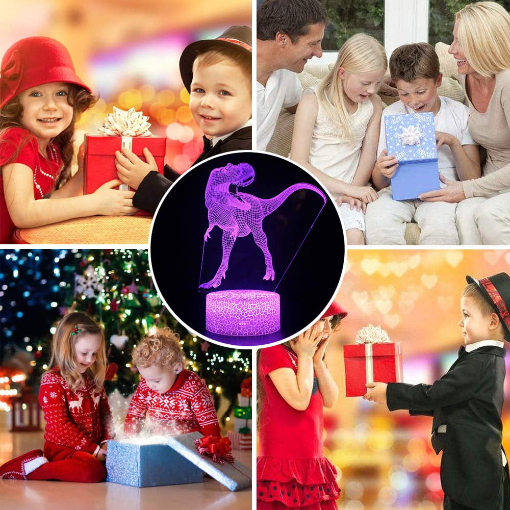 2D Dinosaur Night Light - 7-Color LED Lamp W/ Remote, Kids Room Decor
