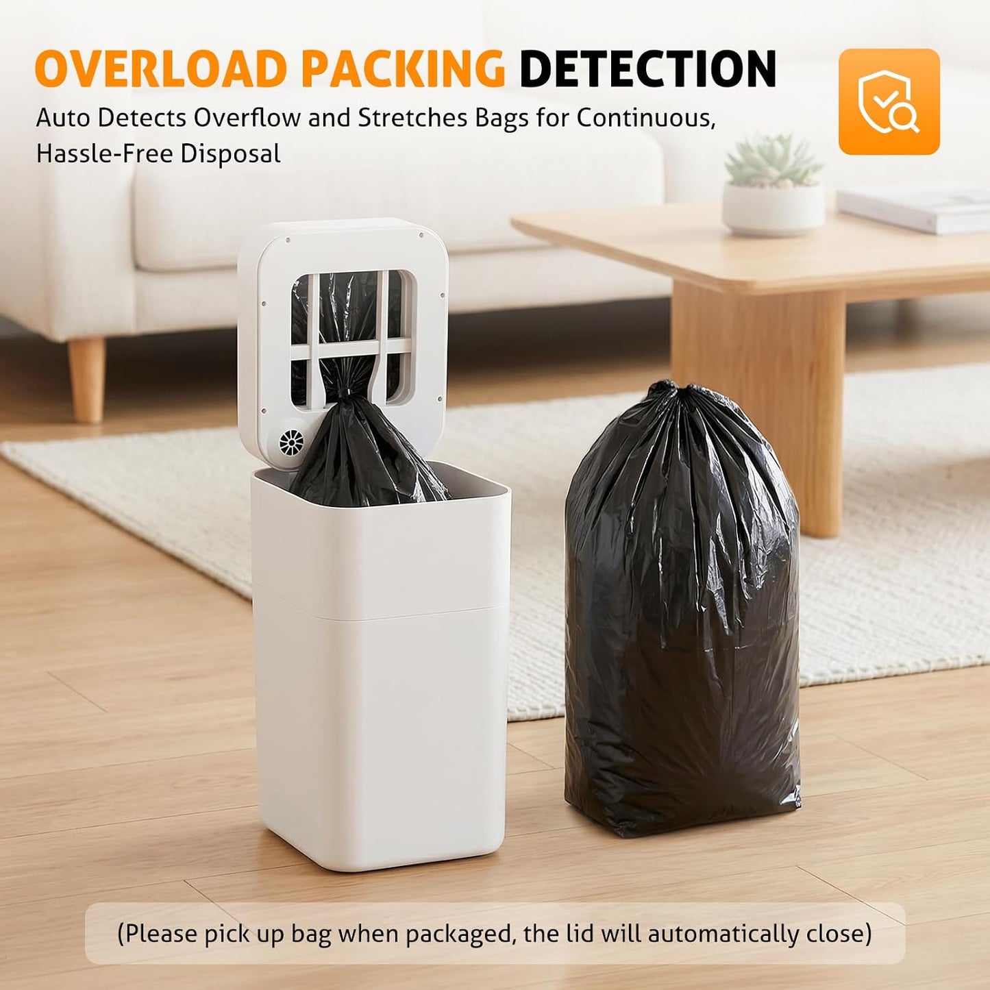 Automatic Trash Can, 8 Gallon Motion Sensor Smart Self Sealing Trash Can, Touchless Garbage Can with Lid for Bathroom Kitchen Office Restroom with 6 Refill Bag Rings